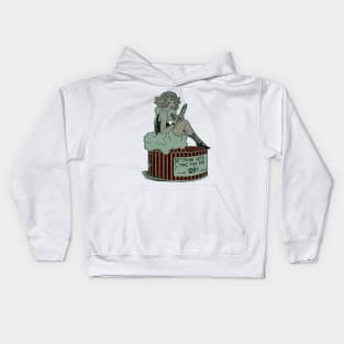 A vain girl looking at herself in the mirror Kids Hoodie